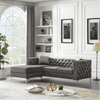 Lotus Grey Chesterfield Sectional Sofa Set - Luxe Maple