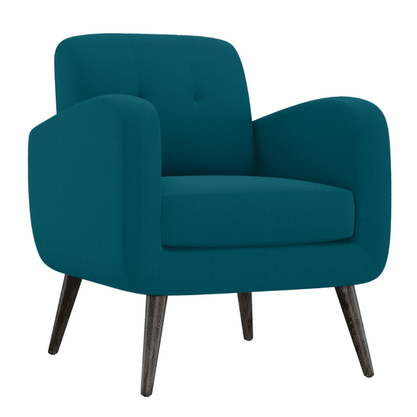 Keflavik Mid-century Peacock Blue Linen Arm Chair - Luxe Maple