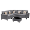 Nollon Linen Fabric Sectional Sofa with Pillows and Storage Ottoman - Luxe Maple