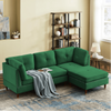 Glossy Sectional Suede Sofa Set With Ottoman - Luxe Maple