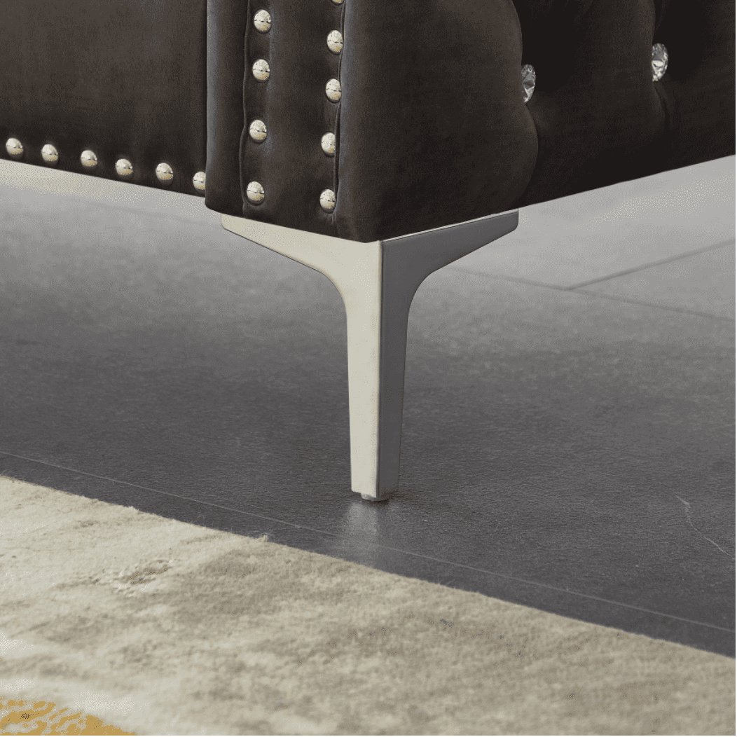 Lotus Grey Chesterfield Sectional Sofa Set