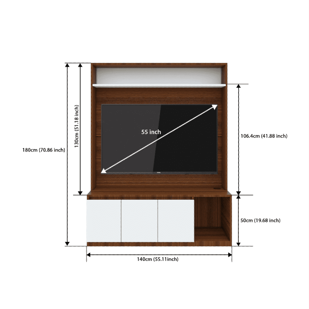 Edon TV Unit- Walnut Frosty White