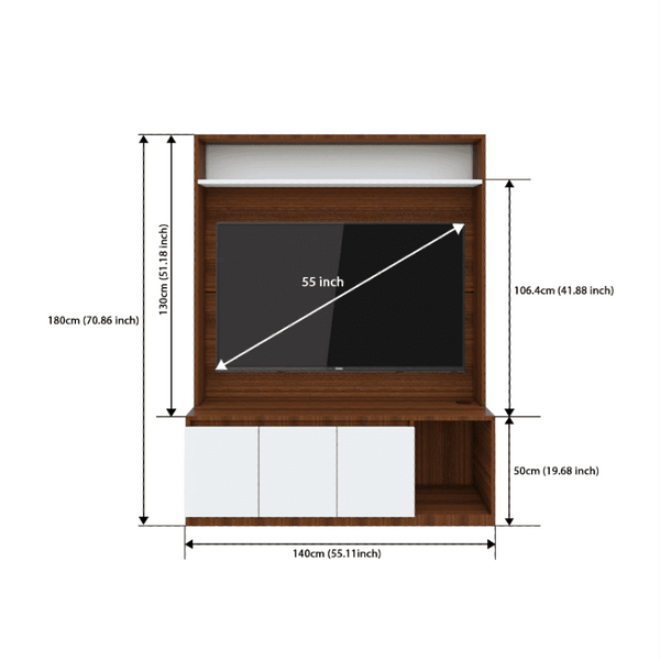 Edon TV Unit- Walnut Frosty White - Luxe Maple