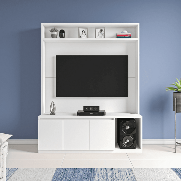 Union TV Unit- Frosty White - Luxe Maple