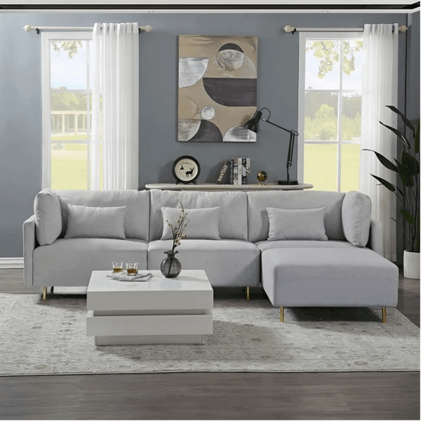 Classic Modern Suede Sofa Set in Grey - Luxe Maple