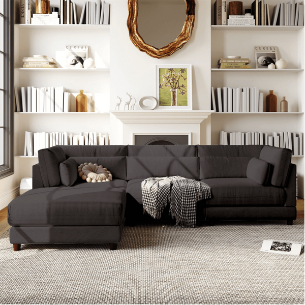 Ronald Sectional Sofa Set in Charcoal Color - Luxe Maple