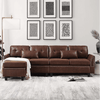 Viatol High Back Couch Mid-century Suede Leather Wood Legs Chaise Sofa - Luxe Maple