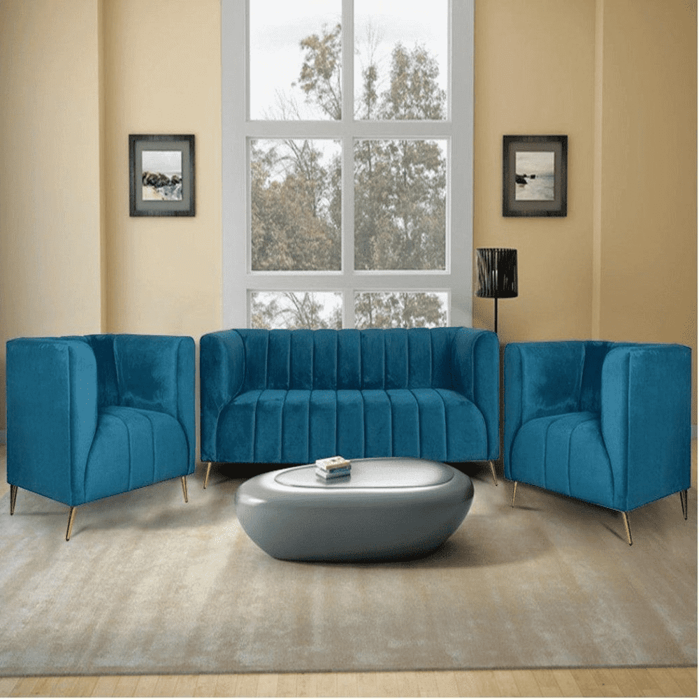 Hokins Sofa Sets in Blue Color 3+1+1 Seater
