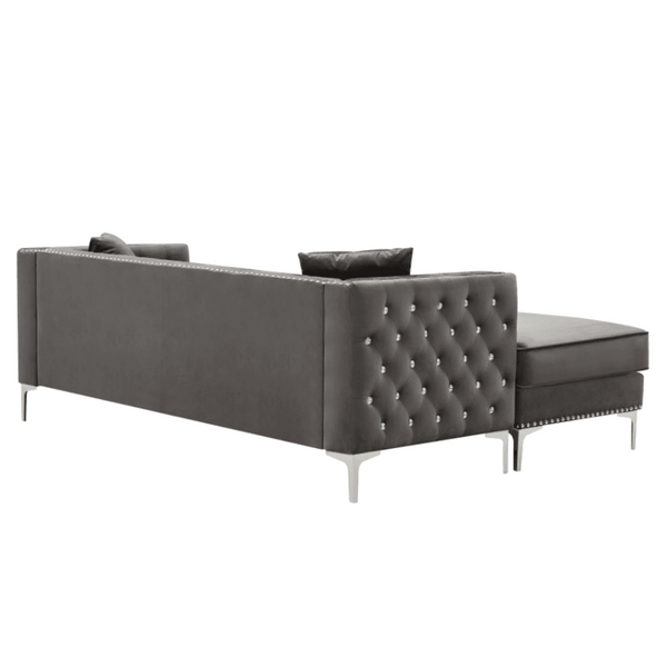 Lotus Grey Chesterfield Sectional Sofa Set - Luxe Maple