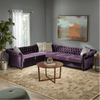 Amberside Suede Tufted Chesterfield Sectional Sofa - Luxe Maple