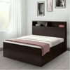 Denver Wooden Bed with Storage in Brown Glossy Finish King Pro
