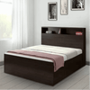 Denver Wooden Bed with Storage in Brown Glossy Finish - Luxe Maple