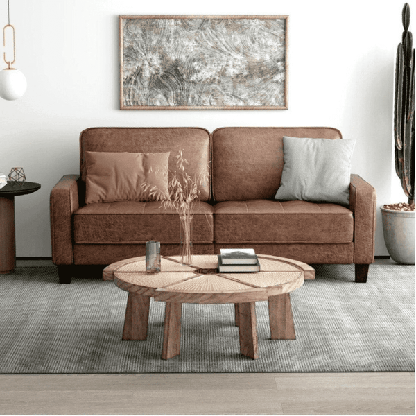 Camilla Sofa Set in Textured Style - Luxe Maple