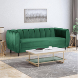 Bobran Modern Sofa Set in Suede Green