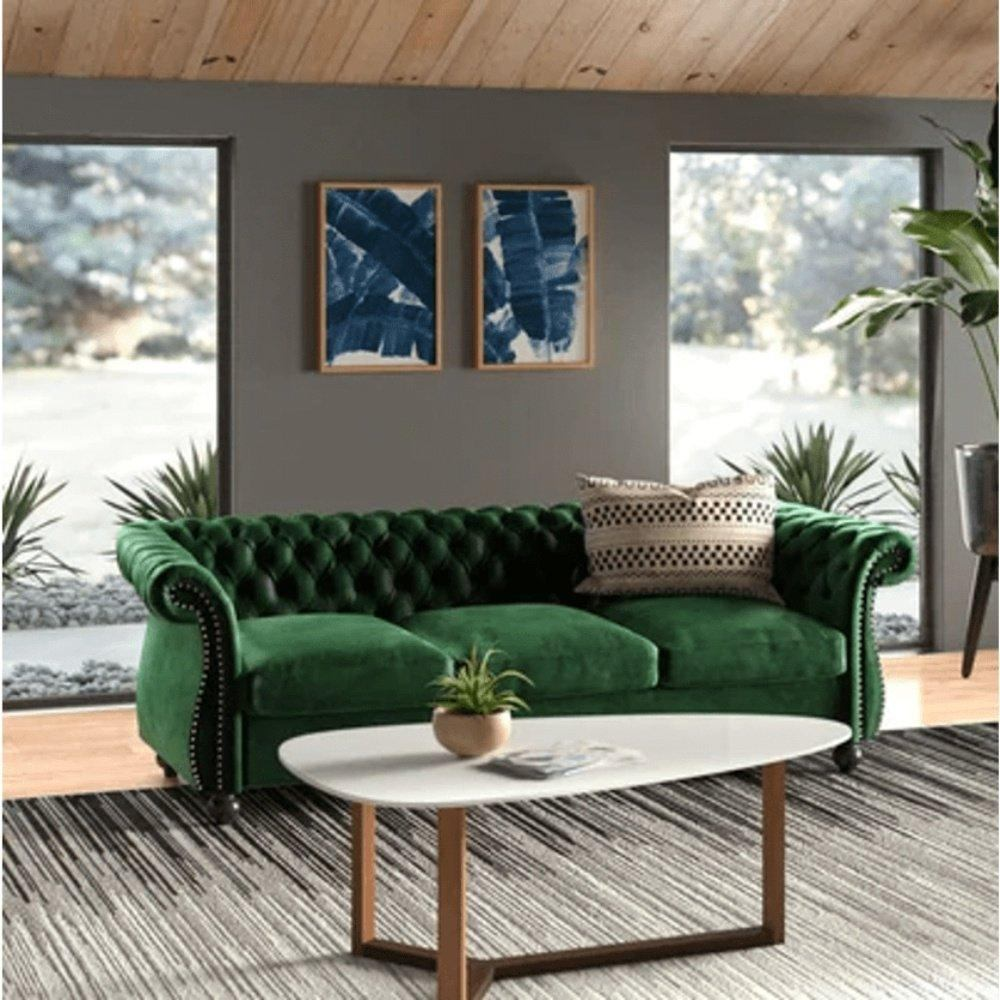 Romeo Chesterfield Sofa Set Green