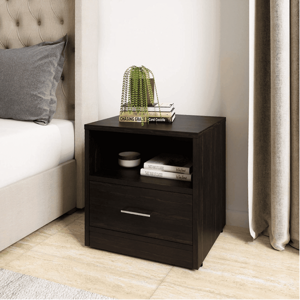 Rocco Engineered Wood Wenge Finish Bedside Table.