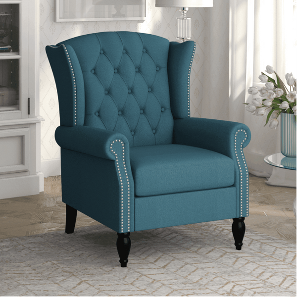 Copper Grove Crawley Diamond Button-Tufted Wingback Chair - Luxe Maple