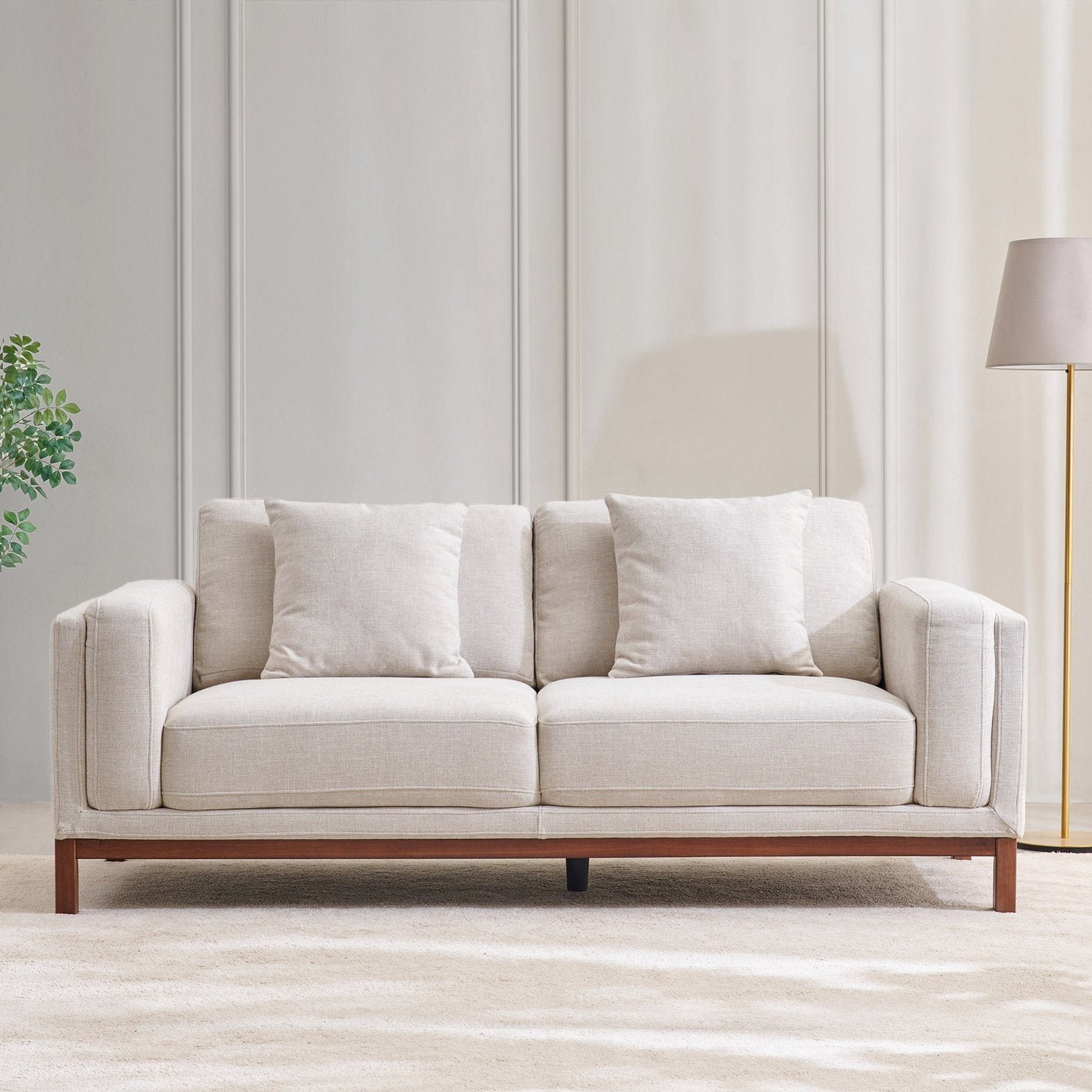 Dubai Pro Luxury Mid-Century Sofa In Cotton 3 Seater