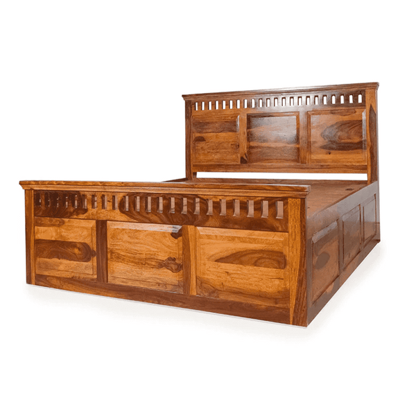 Camden King Size Bed In Sheesham Wood - Luxe Maple