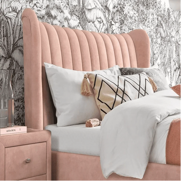 Knox Luxury Upholstered Bed Without Storage in Suede.