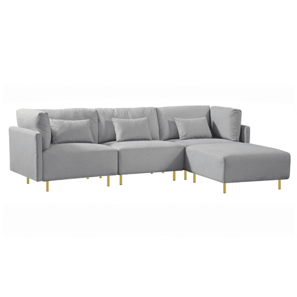 Classic Modern Suede Sofa Set in Grey - Luxe Maple
