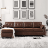 Viatol High Back Couch Mid-century Suede Leather Wood Legs Chaise Sofa - Luxe Maple