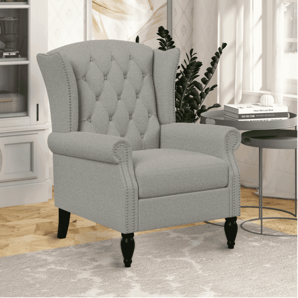 Copper Grove Crawley Diamond Button-Tufted Wingback Chair - Luxe Maple