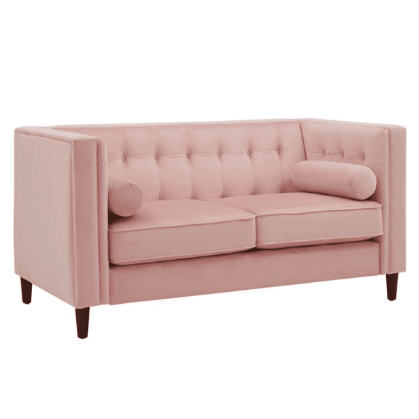 Brew Pink Suede Sofa or Loveseat with Pillows - Luxe Maple