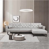 Tufted back Suede Chesterfield Sectional Sofa Beige