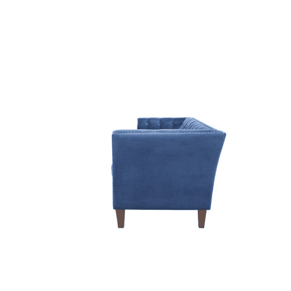 Rosy Sofa Set in Blue Suede Fabric - Luxe Maple