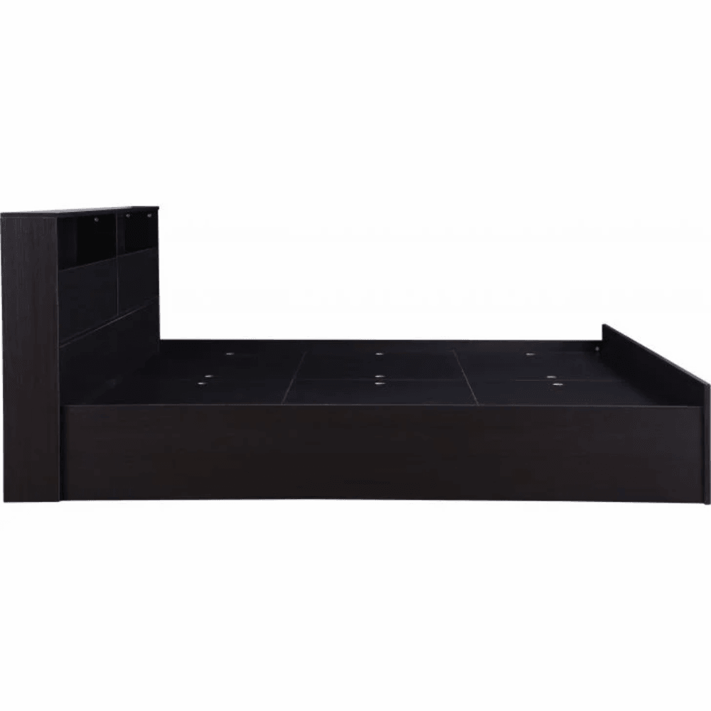 Denver Wooden Bed with Storage in Brown Glossy Finish