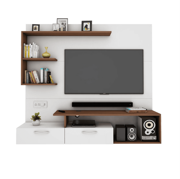 Viny TV Panel- Frosty White- Upto 55 inches TV - Luxe Maple