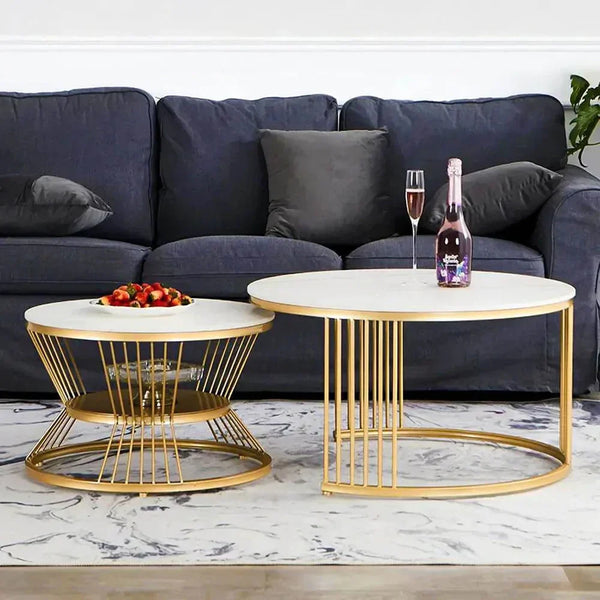 Hexa Golden Nesting Table Set of Two - Center Table.