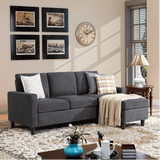 Futz Linen Upholstered L-shaped Sectional Sofa Charcoal