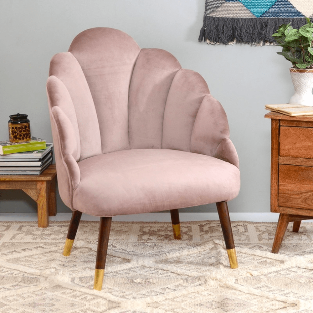 Peacock Suede Accent Chair Peach