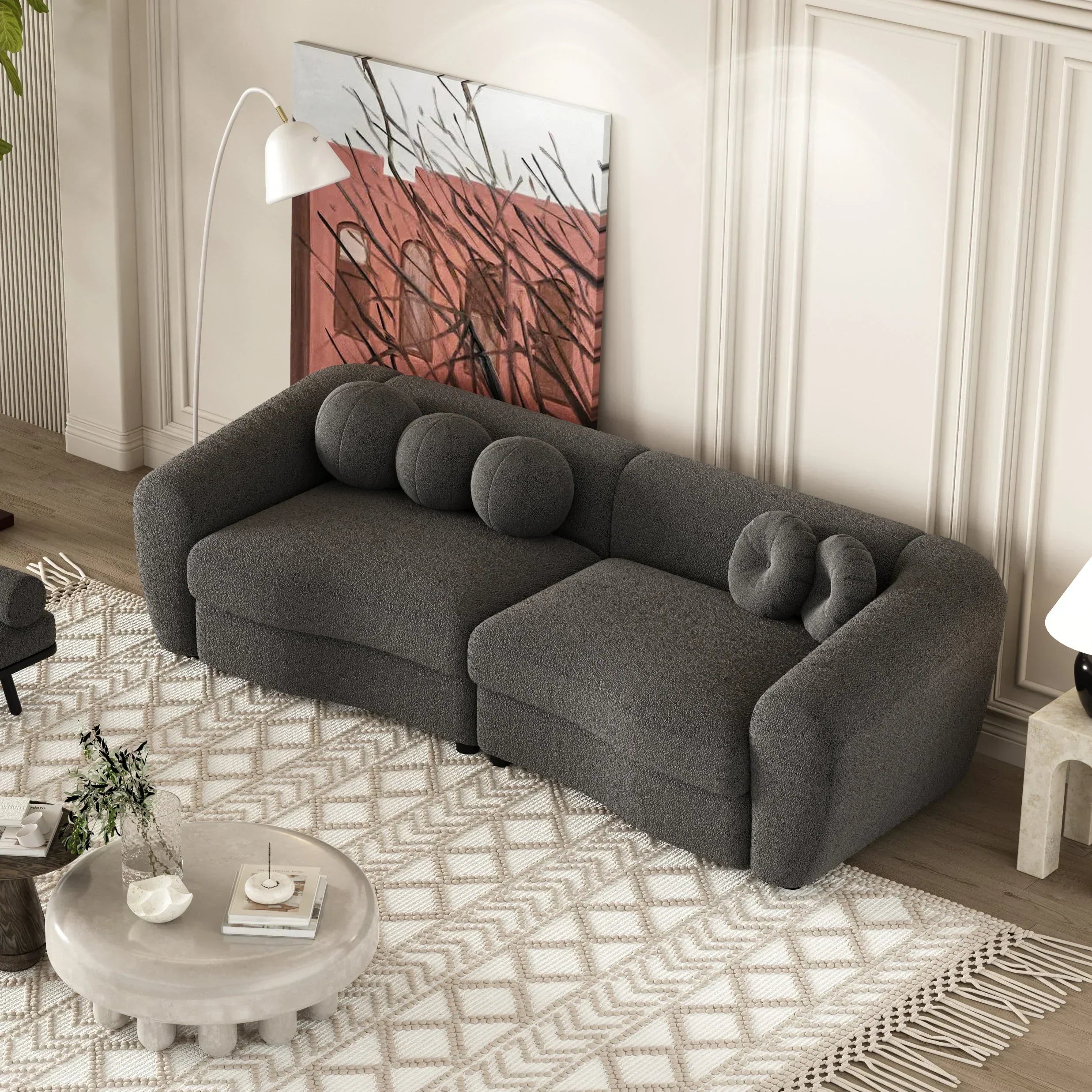 Teddy Premium Sofa Set in Brooklyn Cloth Black