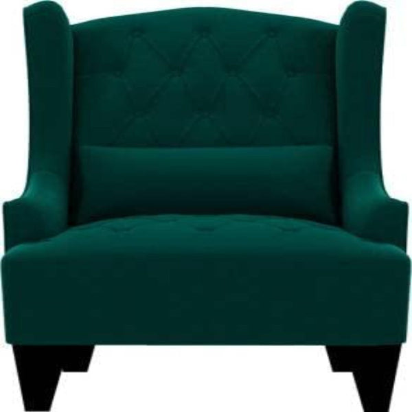 Cayo Chesterfield Wing Chair in Green Color - Luxe Maple