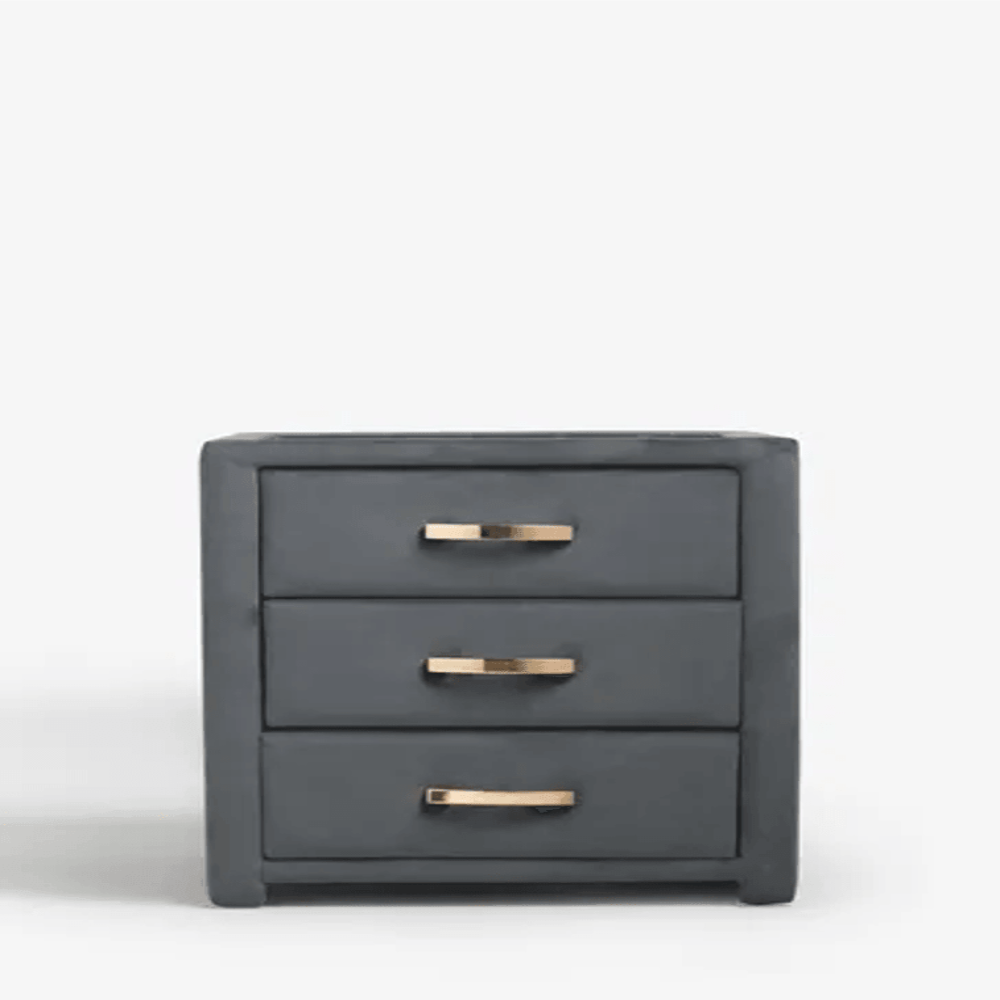 Frankie Upholstered 3 Drawer Bedside