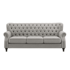 Dorothie Grey Fabric Button Tufted Sofa with Nailhead Trim - Luxe Maple