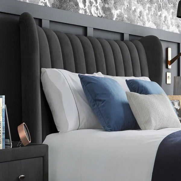 Knox Luxury Upholstered Bed Without Storage in Suede.