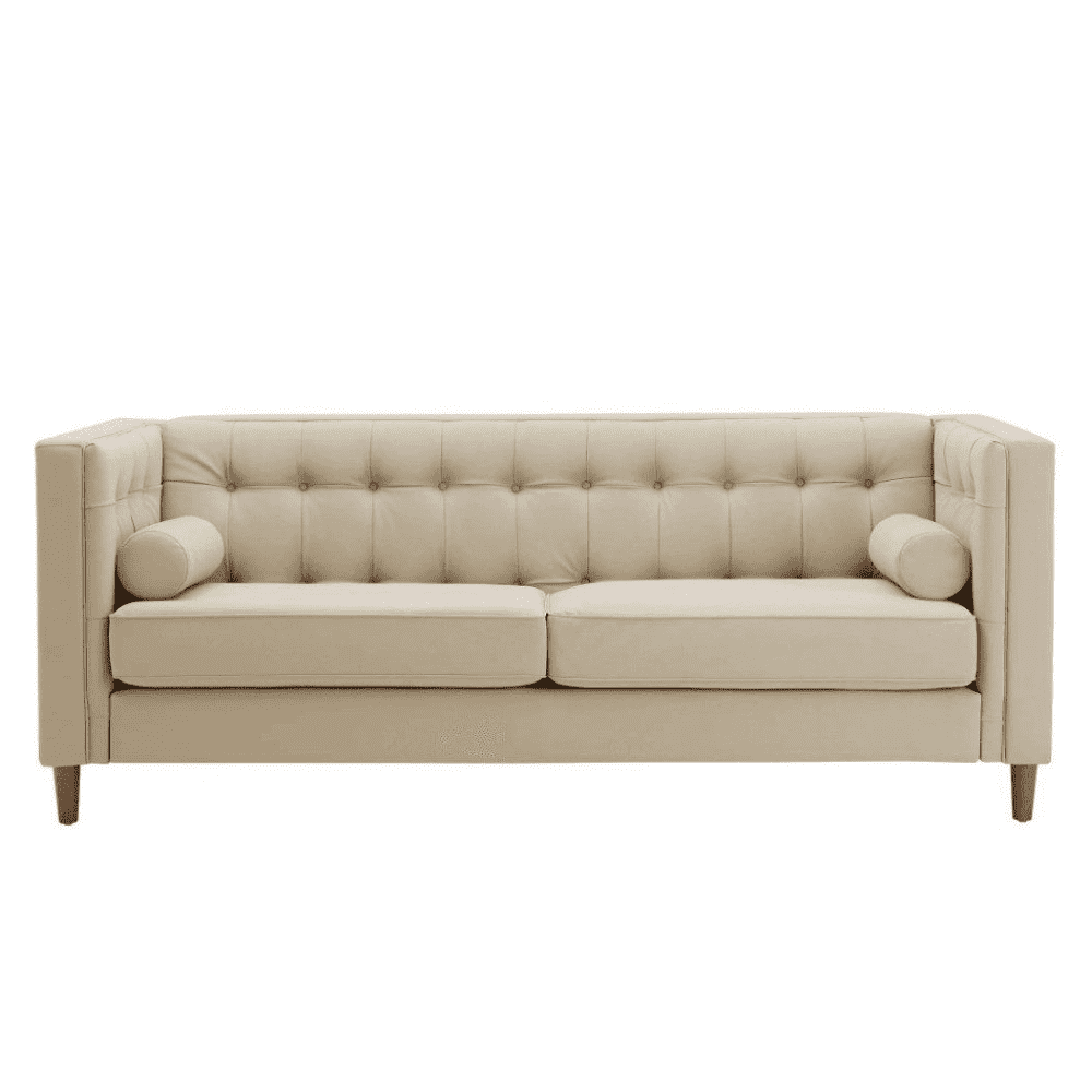 Brew Tuxedo Faux Leatherette Sofa with Accent Pillows