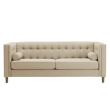 Brew Tuxedo Faux Leatherette Sofa with Accent Pillows