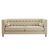 Brew Tuxedo Faux Leatherette Sofa with Accent Pillows - Luxe Maple