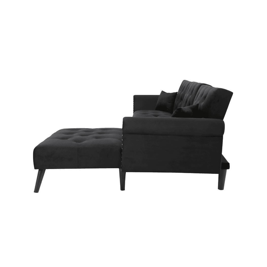 Tufted back Suede Chesterfield Sectional Sofa