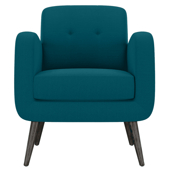 Keflavik Mid-century Peacock Blue Linen Arm Chair - Luxe Maple