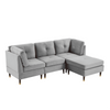 Glossy Sectional Suede Sofa Set With Ottoman - Luxe Maple