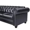Dolcy Sectional Sofa Set in PU Leather in Black Color with Ottoman - Luxe Maple