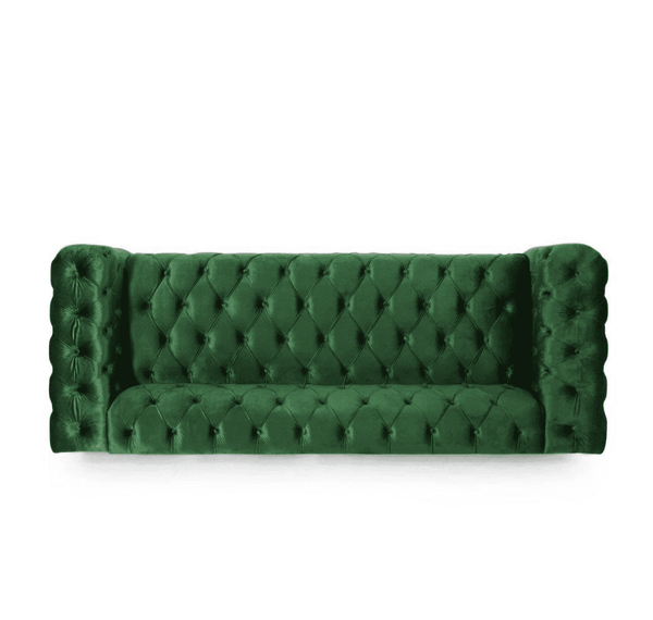 Sagawood Faux Leather or Velvet Tufted Sofa Set - Luxe Maple