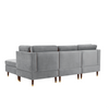 Glossy Sectional Suede Sofa Set With Ottoman - Luxe Maple