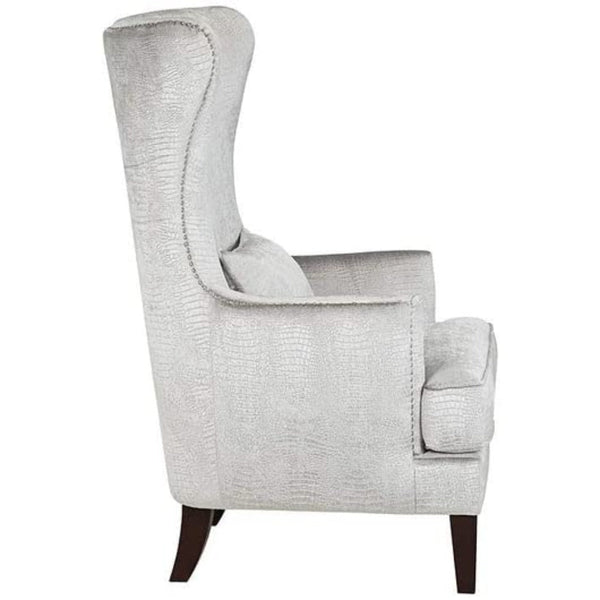 Volvo High Back Wing Chair In Silver Color - Luxe Maple